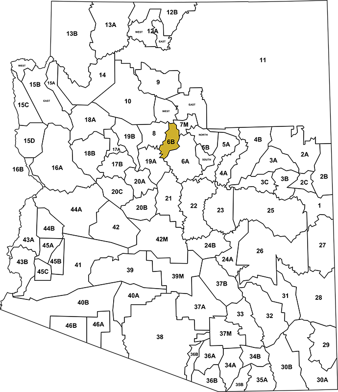 Arizona Big Game Unit Map with Unit 6B highlighted